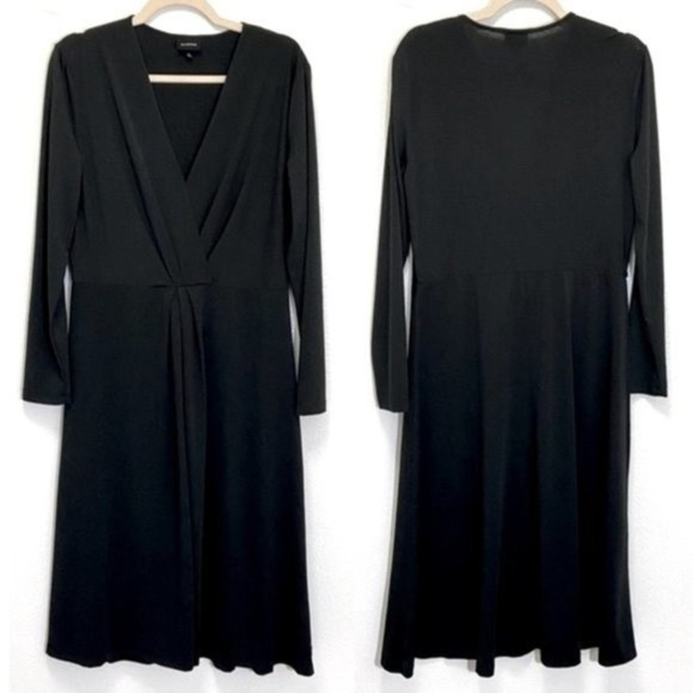 Black Long Sleeve Flare Midi Dress